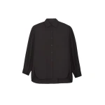 The Frankie Shop Georgia Wool Blend Shirt - Brown - Oversized Minimalist Tops in Beige - Shop at Coveti