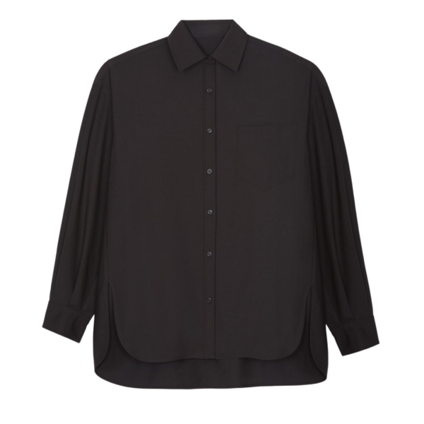 The Frankie Shop Georgia Wool Blend Shirt - Brown - Oversized Minimalist Tops in Beige - Shop at Coveti