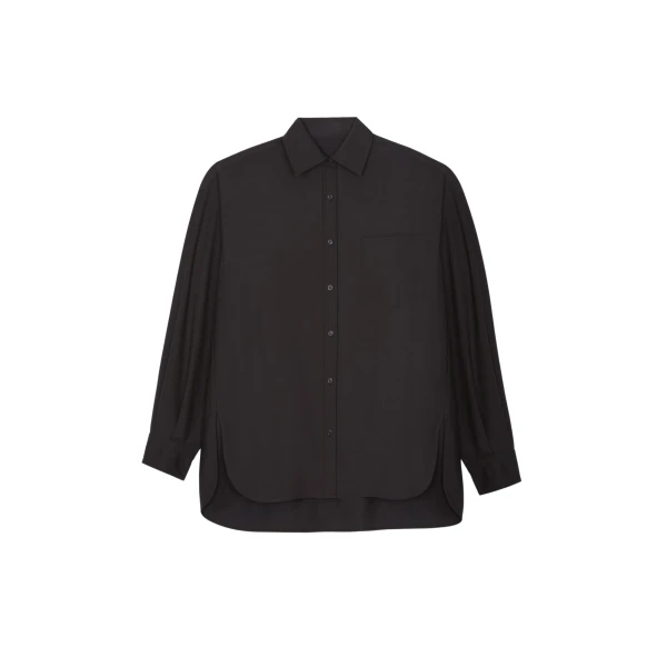 The Frankie Shop Georgia Wool Blend Shirt - Brown - Oversized Minimalist Tops in Beige - Shop at Coveti