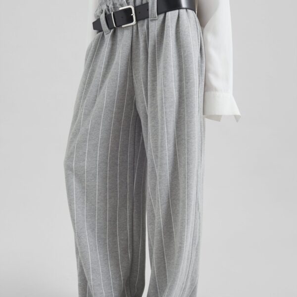 The Frankie Shop Gisby Striped Joggers - Grey - Oversized Minimalist Pants in Grey - Shop at Coveti