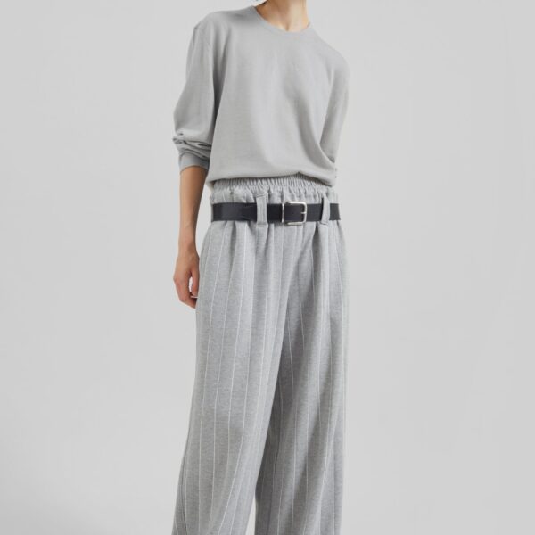 The Frankie Shop Gisby Striped Joggers - Grey - Oversized Minimalist Pants in Grey - Shop at Coveti