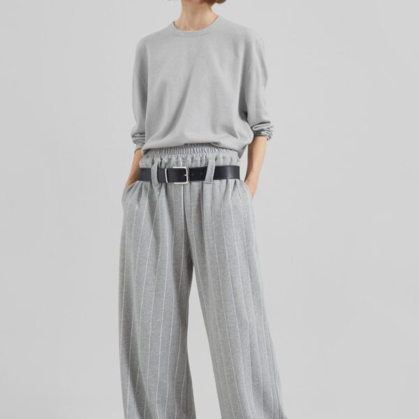 The Frankie Shop Gisby Striped Joggers - Grey - Oversized Minimalist Pants in Grey - Shop at Coveti