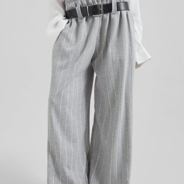 The Frankie Shop Gisby Striped Joggers - Grey - Oversized Minimalist Pants in Grey - Shop at Coveti