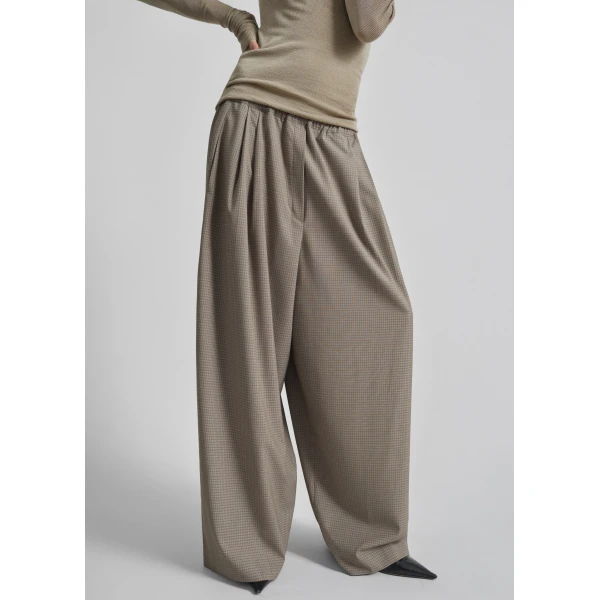 The Frankie Shop Gistel Pleated Pants – Beige Plaid, view 2