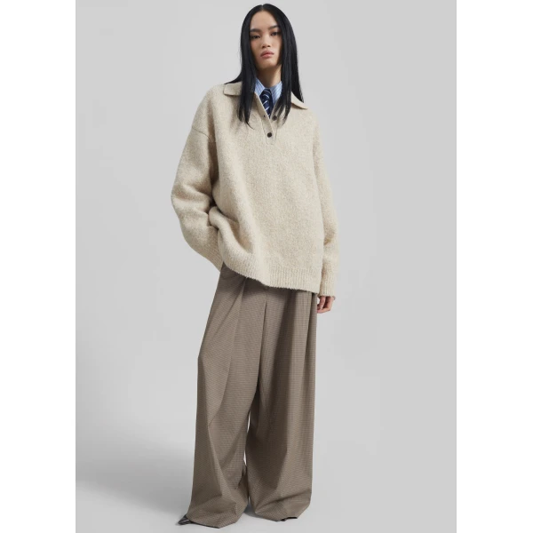 The Frankie Shop Gistel Pleated Pants – Beige Plaid, view 5