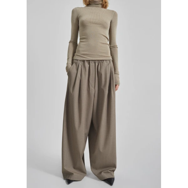 The Frankie Shop Gistel Pleated Pants – Beige Plaid, view 6