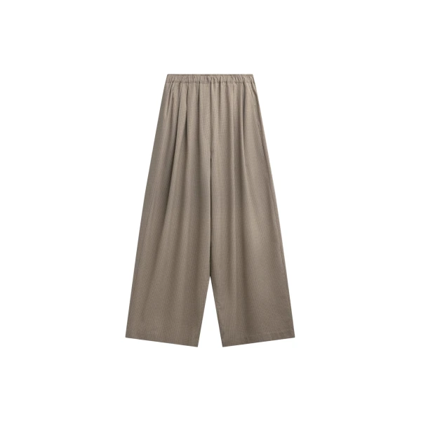 The Frankie Shop Gistel Pleated Pants - Beige Plaid - Oversized Minimalist Pants in Multicolour - Shop at Coveti