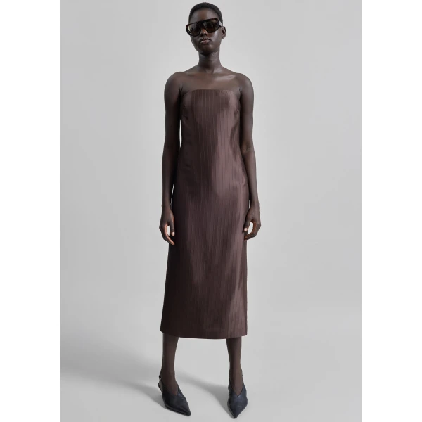 The Frankie Shop Giulia Bustier Dress – Dark Brown, view 2