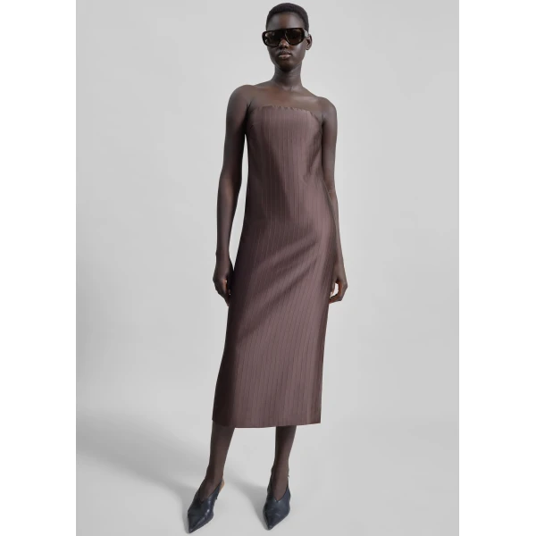 The Frankie Shop Giulia Bustier Dress – Dark Brown, view 5