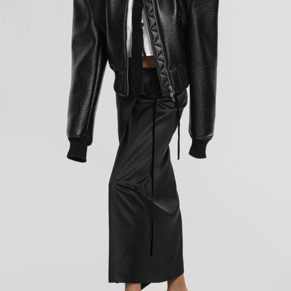 The Frankie Shop Glane Faux Leather Bomber Jacket - Black - Oversized Minimalist Jackets in Black - Shop at Coveti