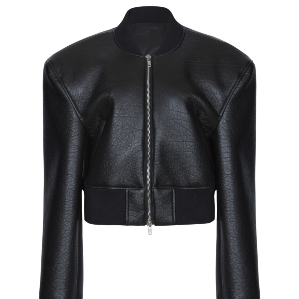 The Frankie Shop Glane Faux Leather Bomber Jacket - Black - Oversized Minimalist Jackets in Black - Shop at Coveti