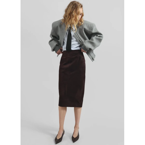 The Frankie Shop Glane Padded Wool Bomber Jacket – Grey Melange, view 3