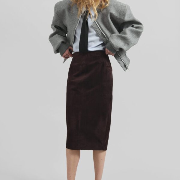 The Frankie Shop Glane Padded Wool Bomber Jacket - Grey Melange - Oversized Minimalist Jackets in Grey - Shop at Coveti