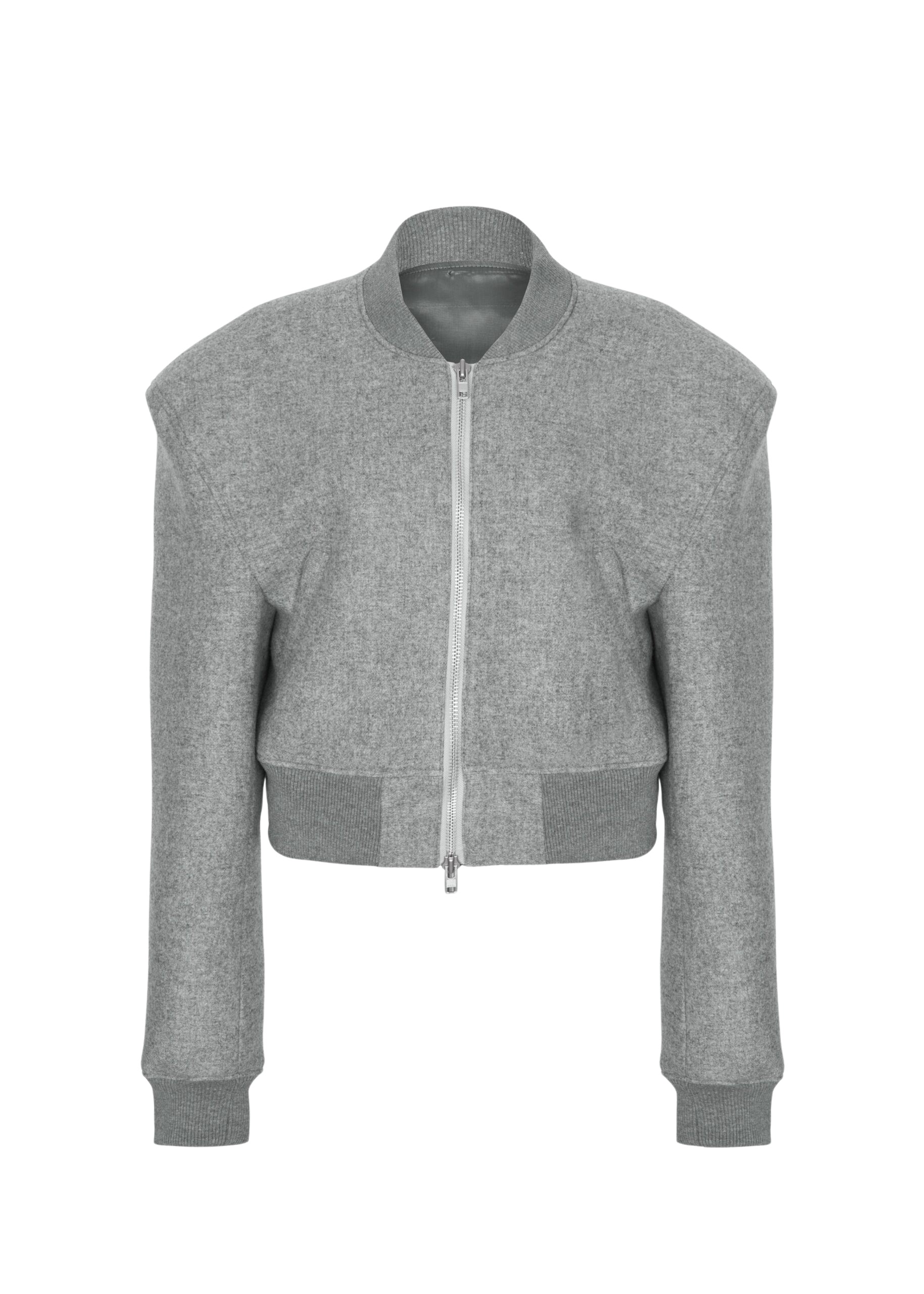 The Frankie Shop Glane Padded Wool Bomber Jacket – Grey Melange