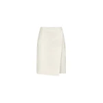 The Frankie Shop Gora Ostrich-Effect Leather Wrap Skirt - Ivory - Oversized Minimalist Skirts in Ivory - Shop at Coveti