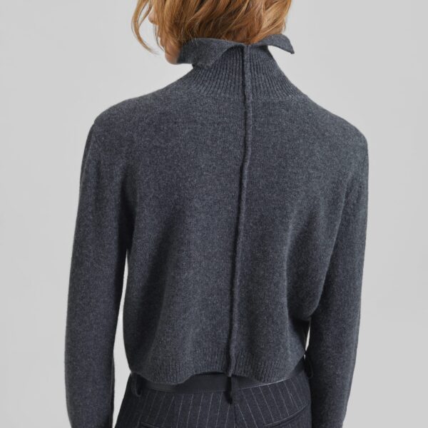 The Frankie Shop Grenaa Wool Turtleneck Sweater - Dark Grey - Oversized Minimalist Knitwear in Grey - Shop at Coveti