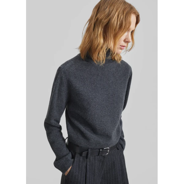 The Frankie Shop Grenaa Wool Turtleneck Sweater – Dark Grey, view 4