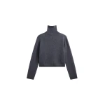 The Frankie Shop Grenaa Wool Turtleneck Sweater - Dark Grey - Oversized Minimalist Knitwear in Grey - Shop at Coveti