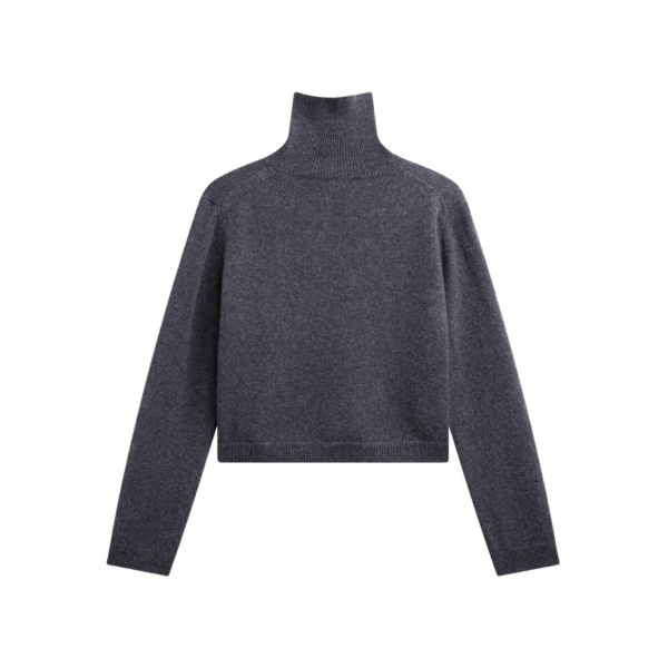 The Frankie Shop Grenaa Wool Turtleneck Sweater - Dark Grey - Oversized Minimalist Knitwear in Grey - Shop at Coveti
