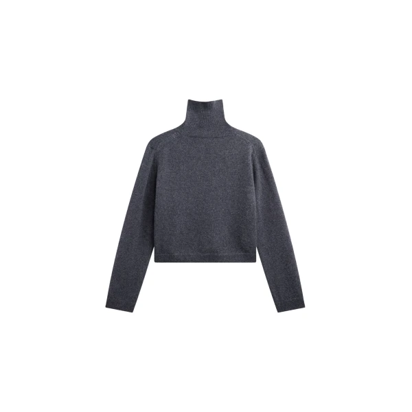 The Frankie Shop Grenaa Wool Turtleneck Sweater - Dark Grey - Oversized Minimalist Knitwear in Grey - Shop at Coveti