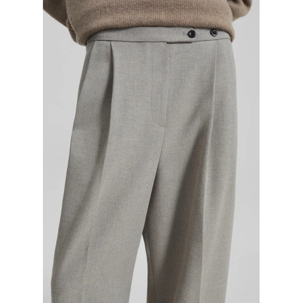 The Frankie Shop Haflso Pleated Wide Trousers – Beige Melange, view 3