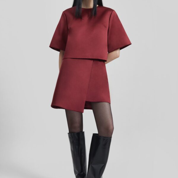 The Frankie Shop Hania Top - Cabernet - Oversized Minimalist Tops in Red - Shop at Coveti
