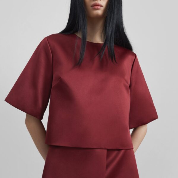 The Frankie Shop Hania Top - Cabernet - Oversized Minimalist Tops in Red - Shop at Coveti
