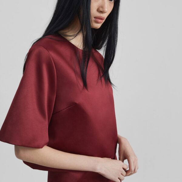 The Frankie Shop Hania Top - Cabernet - Oversized Minimalist Tops in Red - Shop at Coveti