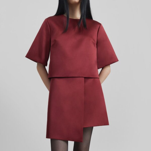 The Frankie Shop Hania Top - Cabernet - Oversized Minimalist Tops in Red - Shop at Coveti