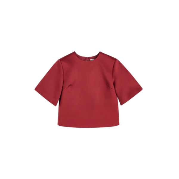 The Frankie Shop Hania Top - Cabernet - Oversized Minimalist Tops in Red - Shop at Coveti