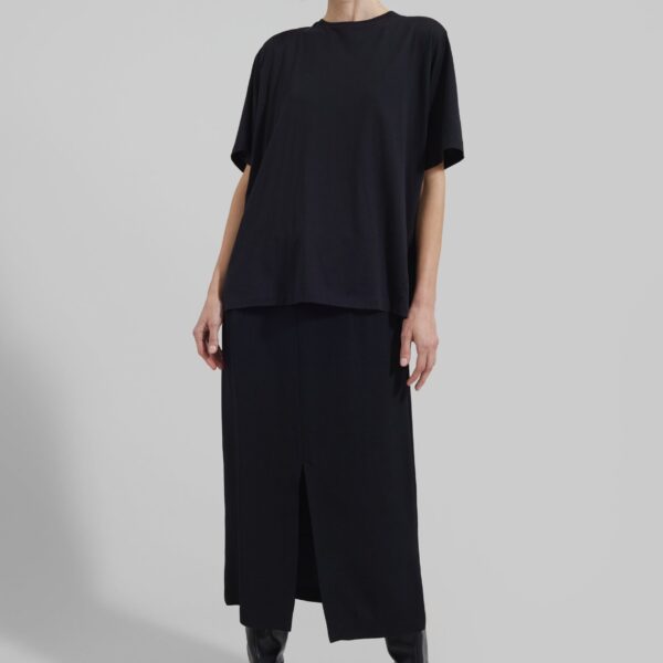 The Frankie Shop Harper Soft Organic T-Shirt - Black - Oversized Minimalist Tops in Black - Shop at Coveti