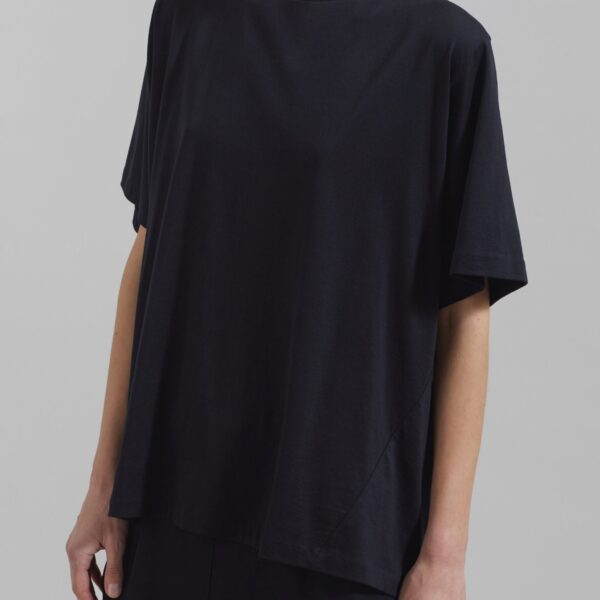 The Frankie Shop Harper Soft Organic T-Shirt - Black - Oversized Minimalist Tops in Black - Shop at Coveti
