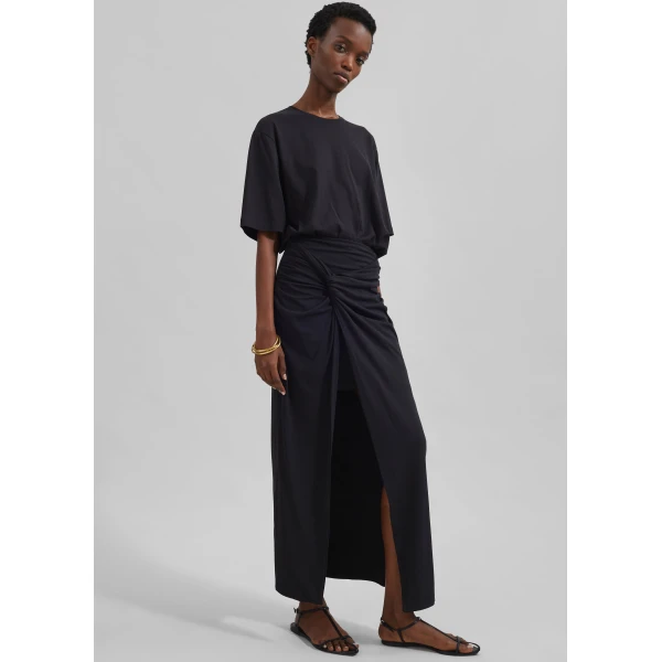 The Frankie Shop Harper Soft Organic T-Shirt – Black Top, view 5