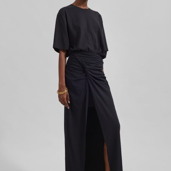 The Frankie Shop Harper Soft Organic T-Shirt - Black - Oversized Minimalist Tops in Black - Shop at Coveti