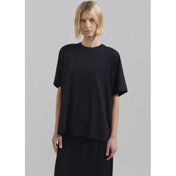 The Frankie Shop Harper Soft Organic T-Shirt – Black Top, view 6