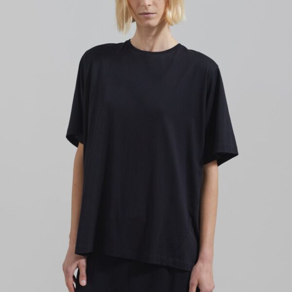 The Frankie Shop Harper Soft Organic T-Shirt - Black - Oversized Minimalist Tops in Black - Shop at Coveti