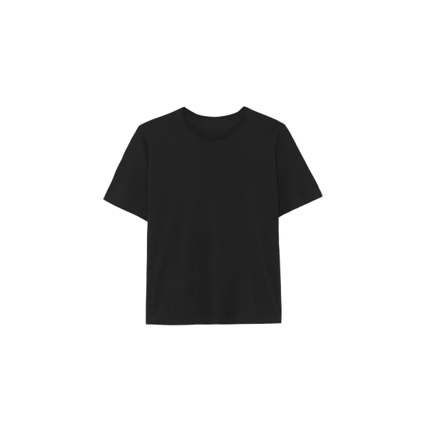The Frankie Shop Harper Soft Organic T-Shirt - Black - Oversized Minimalist Tops in Black - Shop at Coveti