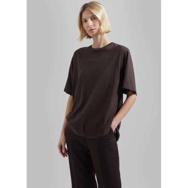 The Frankie Shop Harper Soft Organic T-Shirt – Brown Top, view 2