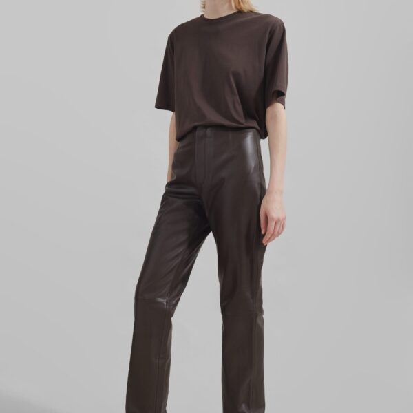 The Frankie Shop Harper Soft Organic T-Shirt - Brown - Oversized Minimalist Tops in Beige - Shop at Coveti