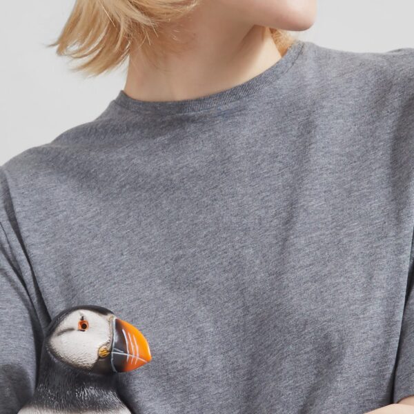 The Frankie Shop Harper Soft Organic T-Shirt - Dark Grey Melange - Oversized Minimalist Tops in Grey - Shop at Coveti