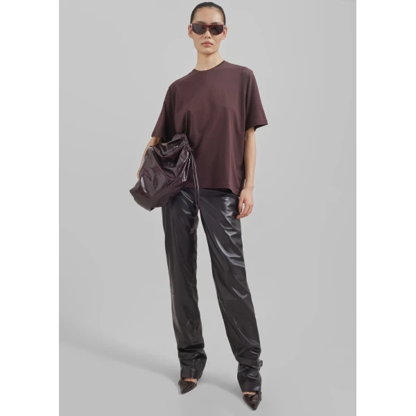 The Frankie Shop Harper Soft Organic T-Shirt – Dark Plum Top, view 3