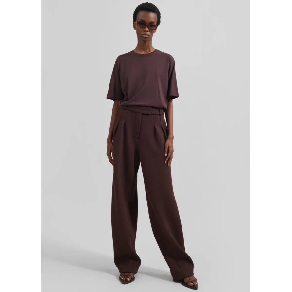 The Frankie Shop Harper Soft Organic T-Shirt – Dark Plum Top, view 5