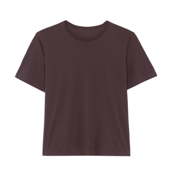 The Frankie Shop Harper Soft Organic T-Shirt - Dark Plum - Oversized Minimalist Tops in Purple - Shop at Coveti