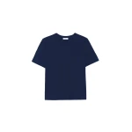 The Frankie Shop Harper Soft Organic T-Shirt - Navy - Oversized Minimalist Tops in Blue - Shop at Coveti