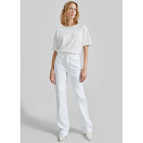 The Frankie Shop Harper Soft Organic T-Shirt – Off White Top, view 3