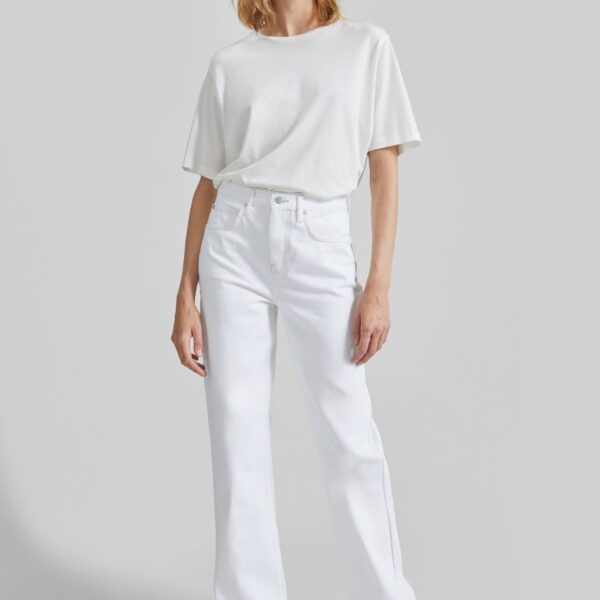 The Frankie Shop Harper Soft Organic T-Shirt - Off White - Oversized Minimalist Tops in White - Shop at Coveti