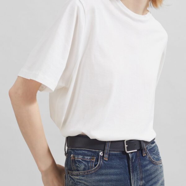 The Frankie Shop Harper Soft Organic T-Shirt - Off White - Oversized Minimalist Tops in White - Shop at Coveti