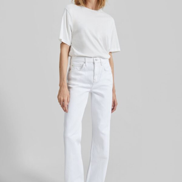 The Frankie Shop Harper Soft Organic T-Shirt - Off White - Oversized Minimalist Tops in White - Shop at Coveti
