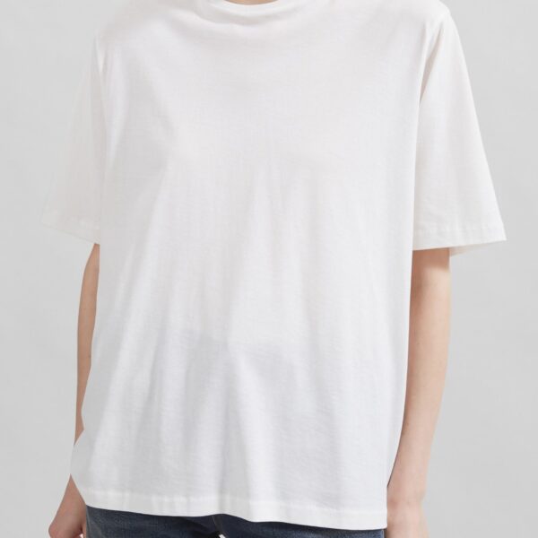 The Frankie Shop Harper Soft Organic T-Shirt - Off White - Oversized Minimalist Tops in White - Shop at Coveti