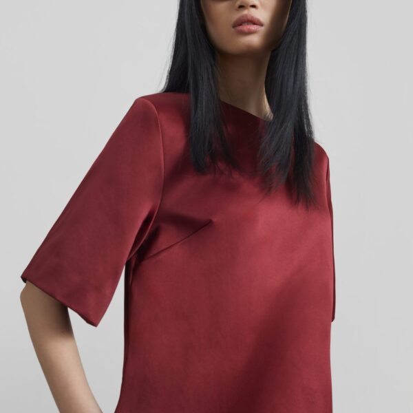 The Frankie Shop Harperz Mini Dress - Cabernet - Oversized Minimalist Dresses in Red - Shop at Coveti